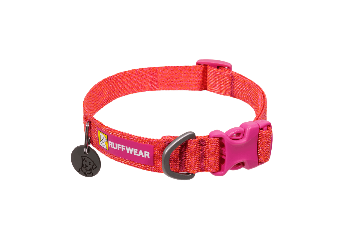 Front Range Flex Collar in vibrant pink, designed for ultimate comfort for dogs by Ruffwear.