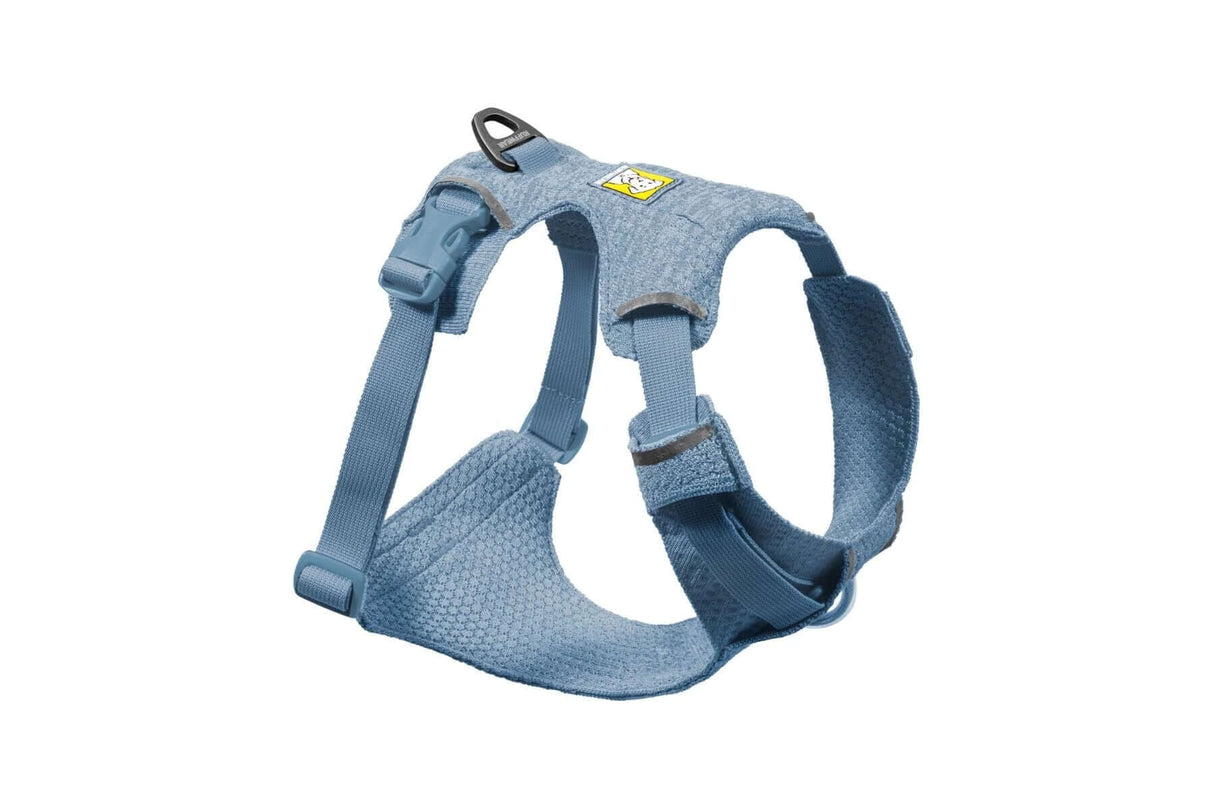 Ruffwear Front Range Flex dog harness in blue, designed for comfort and fit for all dog sizes.