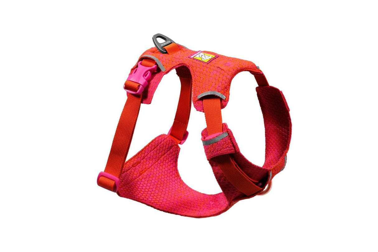 Ruffwear Front Range Flex dog harness in vibrant red color, designed for comfort and fit for all dog sizes.