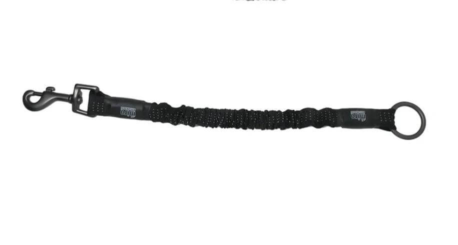 Bungee Dog Lead - Miro & Makauri Anti Shock lead attachment, 30cm, black colour, flexible design.