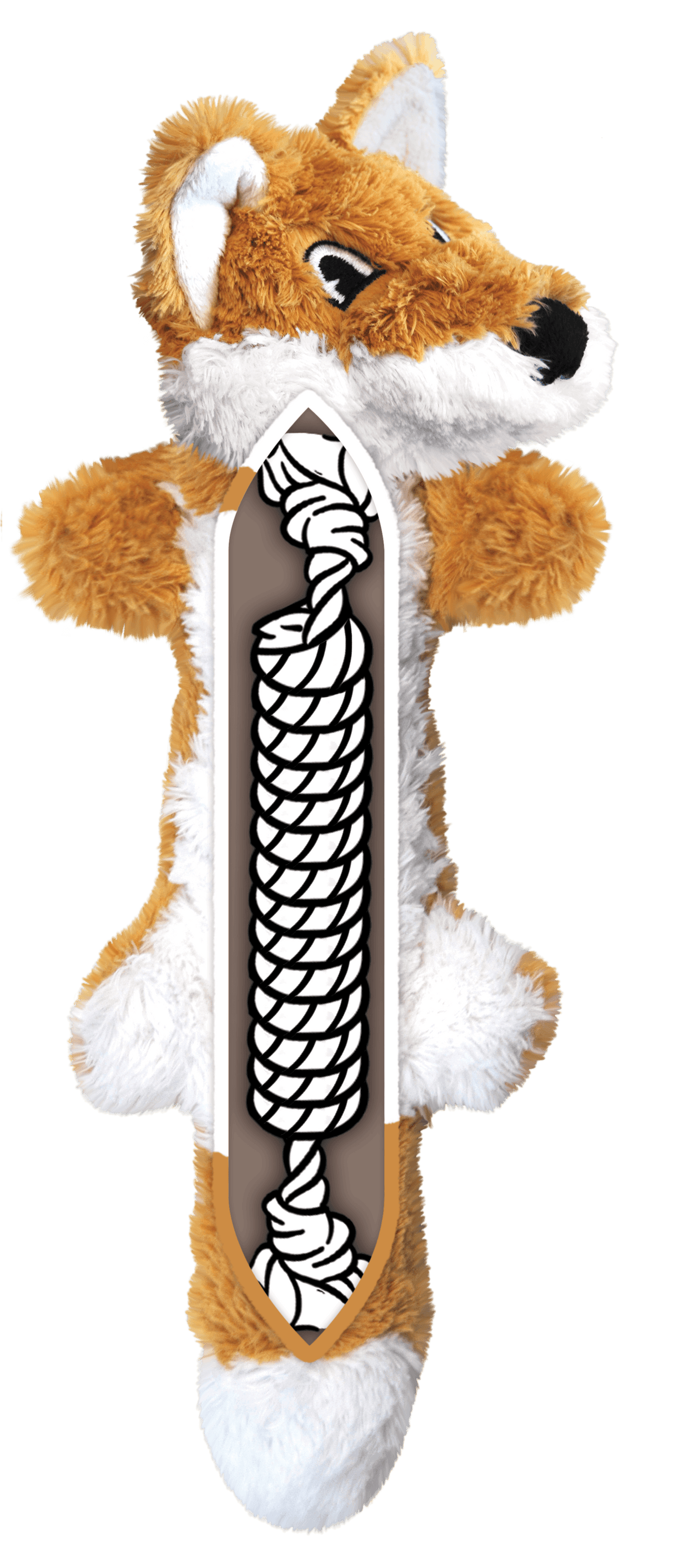 KONG Scrunch Knots dog toys plush fox design with internal coiled rope for playful engagement