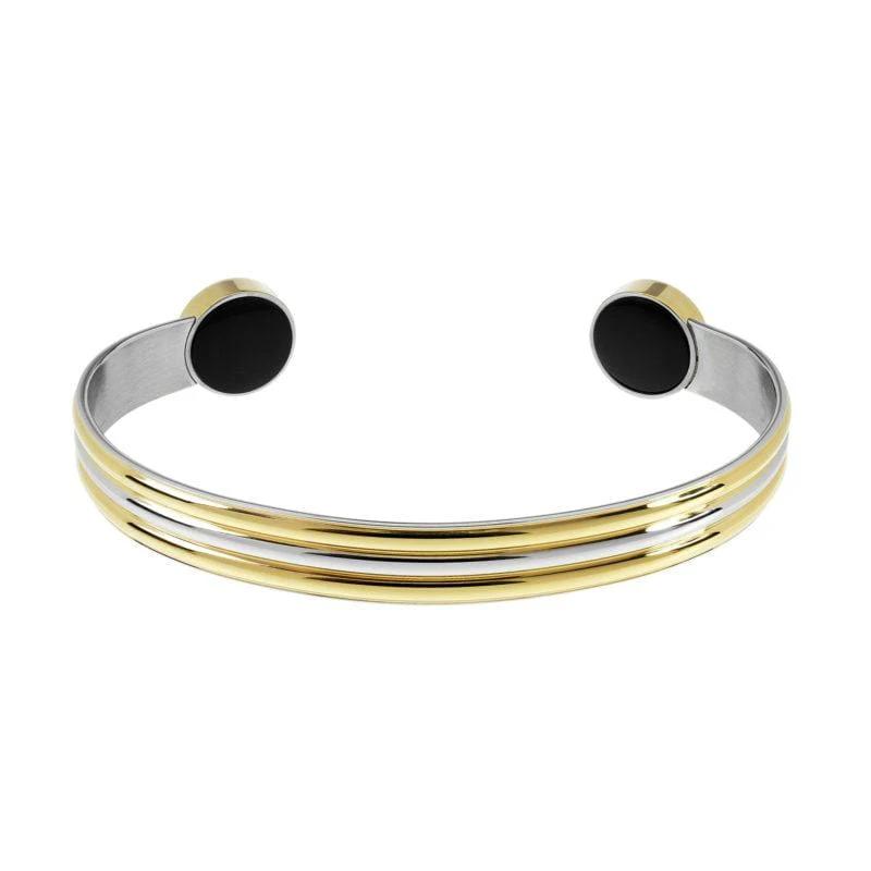 Bioflow Unisex Duet Bracelet polished ‘two-tone’ gold plate and stainless steel by Bioflow