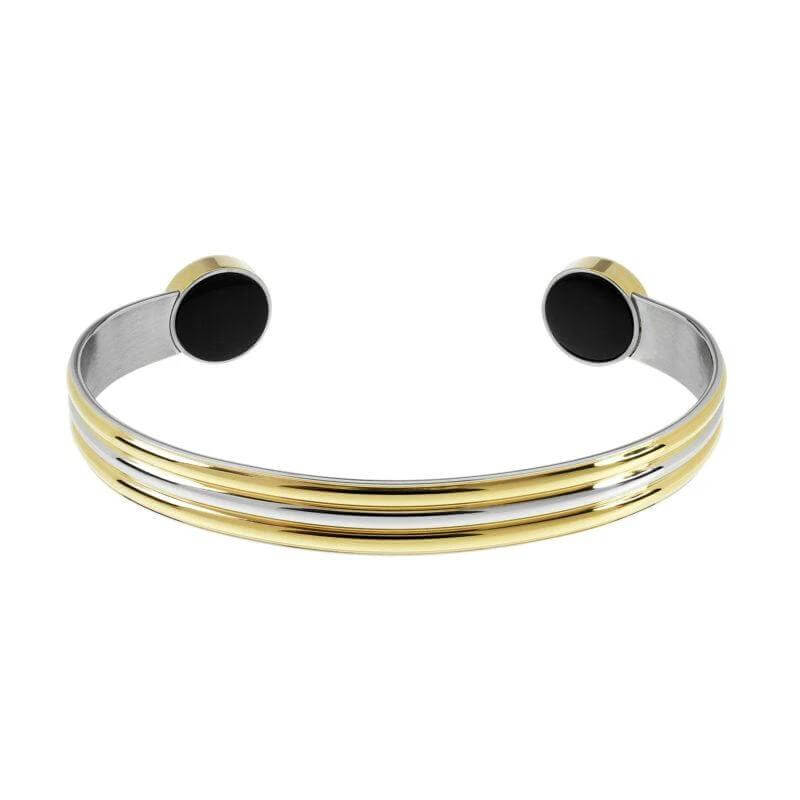 Bioflow Unisex Duet Bracelet polished ‘two-tone’ gold plate and stainless steel by Bioflow