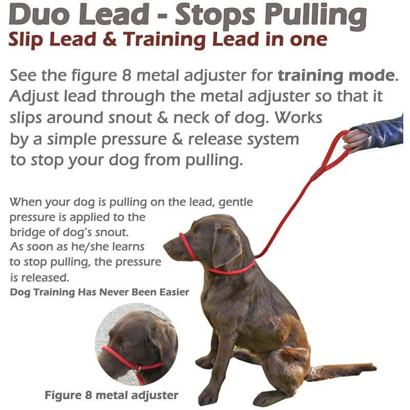 Miro & Makauri plain handle - Slip Dog Lead with Figure 8 Training Aid by Miro & Makauri