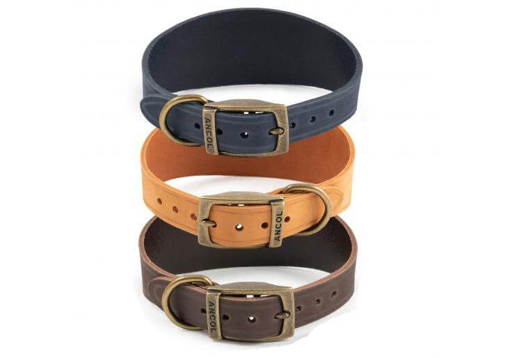 Timberwolf Greyhound And Whippet Leather Dog Collar UK Crafted Top Grain Bridle Leather Size 30 To 34 Cm And 34 To 43 Cm by Ancol