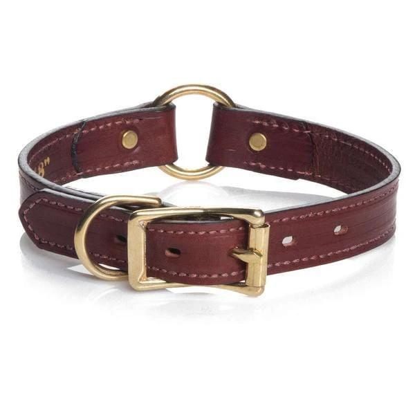Wide Leather Dog Collar with Hunt safety ring by Mendota
