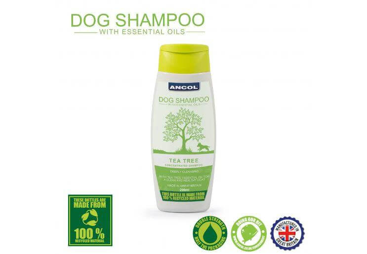 Ancol Dog Shampoo With Tea Tree Scent And Essential Oils 200 Ml Made In The UK Recycled Plastic Bottle by Ancol