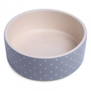 Grey Dots Ceramic Dog Bowl