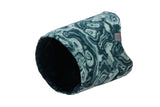 Ruffwear Mt. Hoodie Warming Neck Gaiter in a stylish marble pattern, designed for warmth and comfort in cold climates.