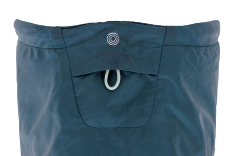 Ruffwear Mt. Hoodie Warming Neck Gaiter featuring a close-up of the adjustable collar design in dark blue.