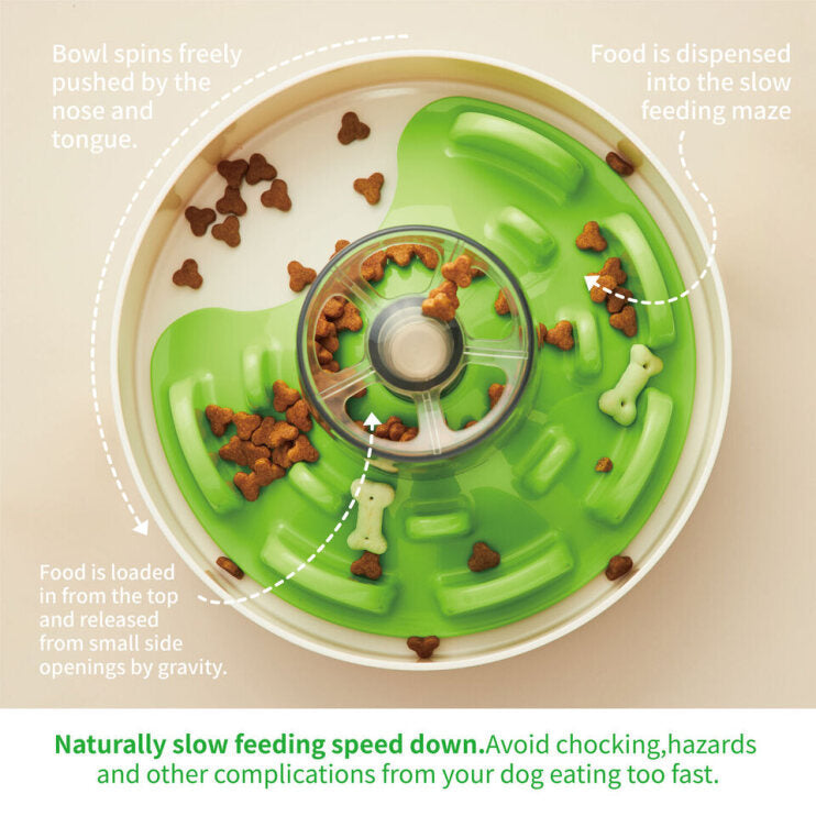 Dog Bowls - PetDreamHouse SPIN Interactive Dog Feeder Palette Green Tricky