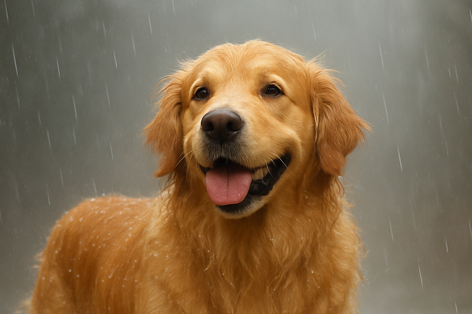 dog in th rain