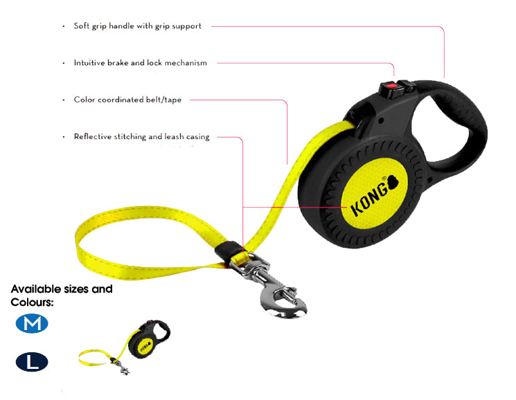 Extendable Lead - Kong Retractable Leash Reflect