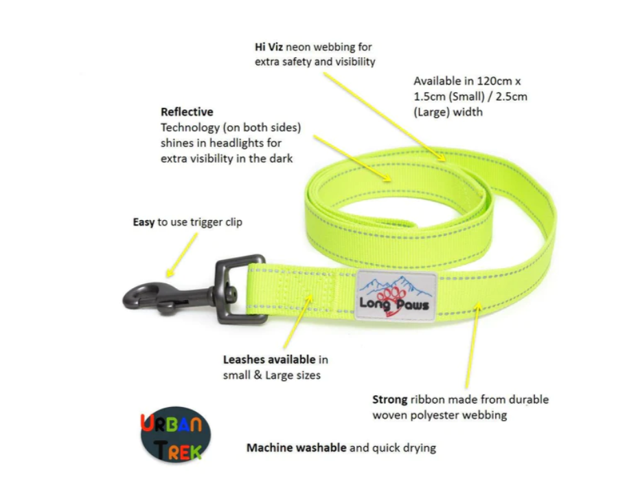 Long Paws Neon Webbing Dog Lead