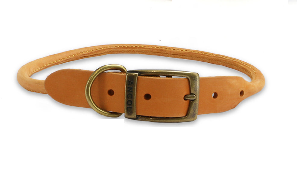 Timberwolf Rolled Leather Dog Collar-Leadingdog