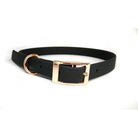 Black Biothane Dog Collar with Rose Gold Buckle-Leadingdog