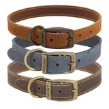 Timberwolf UK Crafted Leather Dog Collar Top Grain Bridle Leather Sewn With Bonded Thread Matching Lead Available by Ancol